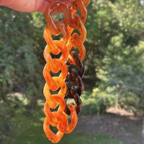 ANGELA CAPUTI Italy Amber & Black Resin Large Chunky Choker NECKLACE - Picture 2 of 8